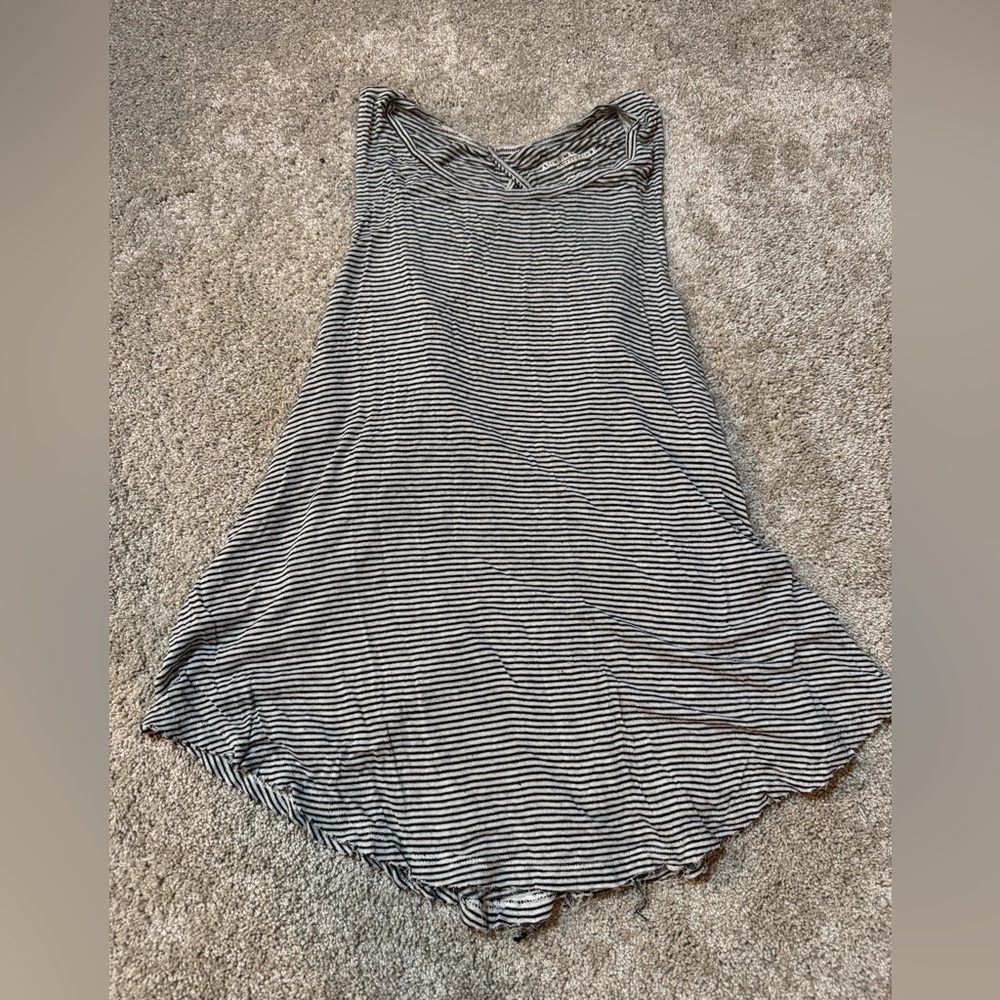 American Eagle Striped Open Back Tank Top Raw Hem Women’s Medium